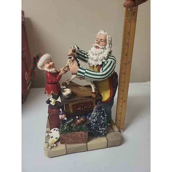 Holiday: Kirkland Fabric Mache Santa Claus 12” Workshop Christmas Scene Figure  - Picture 12 of 12